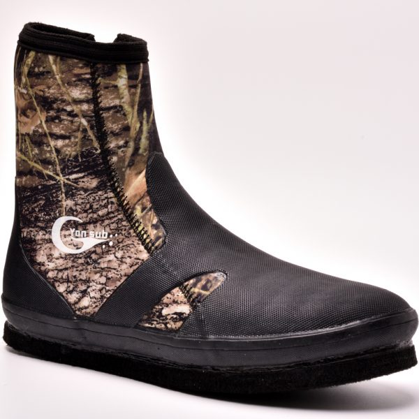 Camouflage Non Slip Felt Sole Wading Boots With Zipper Fishing Shoes